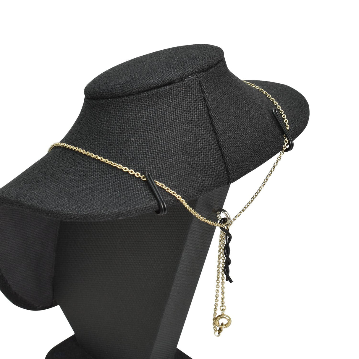 #189-3-LNBK Linen Covered Jewelry Display Bust, Black Linen