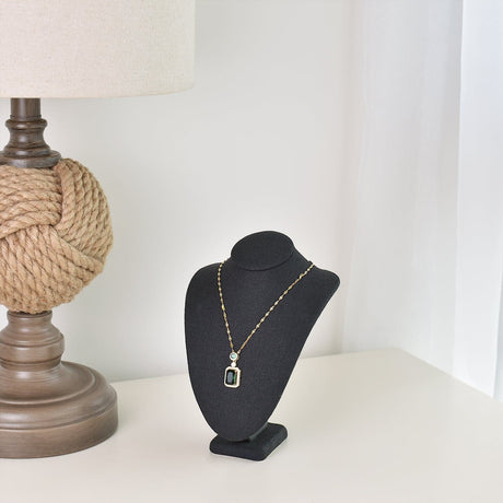 #189-3-LNBK Linen Covered Jewelry Display Bust, Black Linen