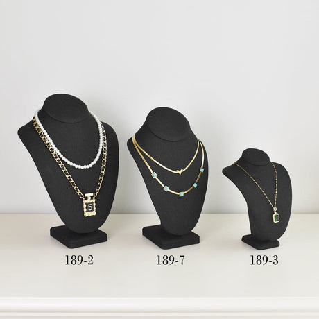 #189-3-LNBK Linen Covered Jewelry Display Bust, Black Linen