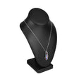 #189-7L-BK Deluxe Faux Leather Medium Necklace Display Chain Jewelry Display Holder, Jewelry Stand, Black Faux Leather