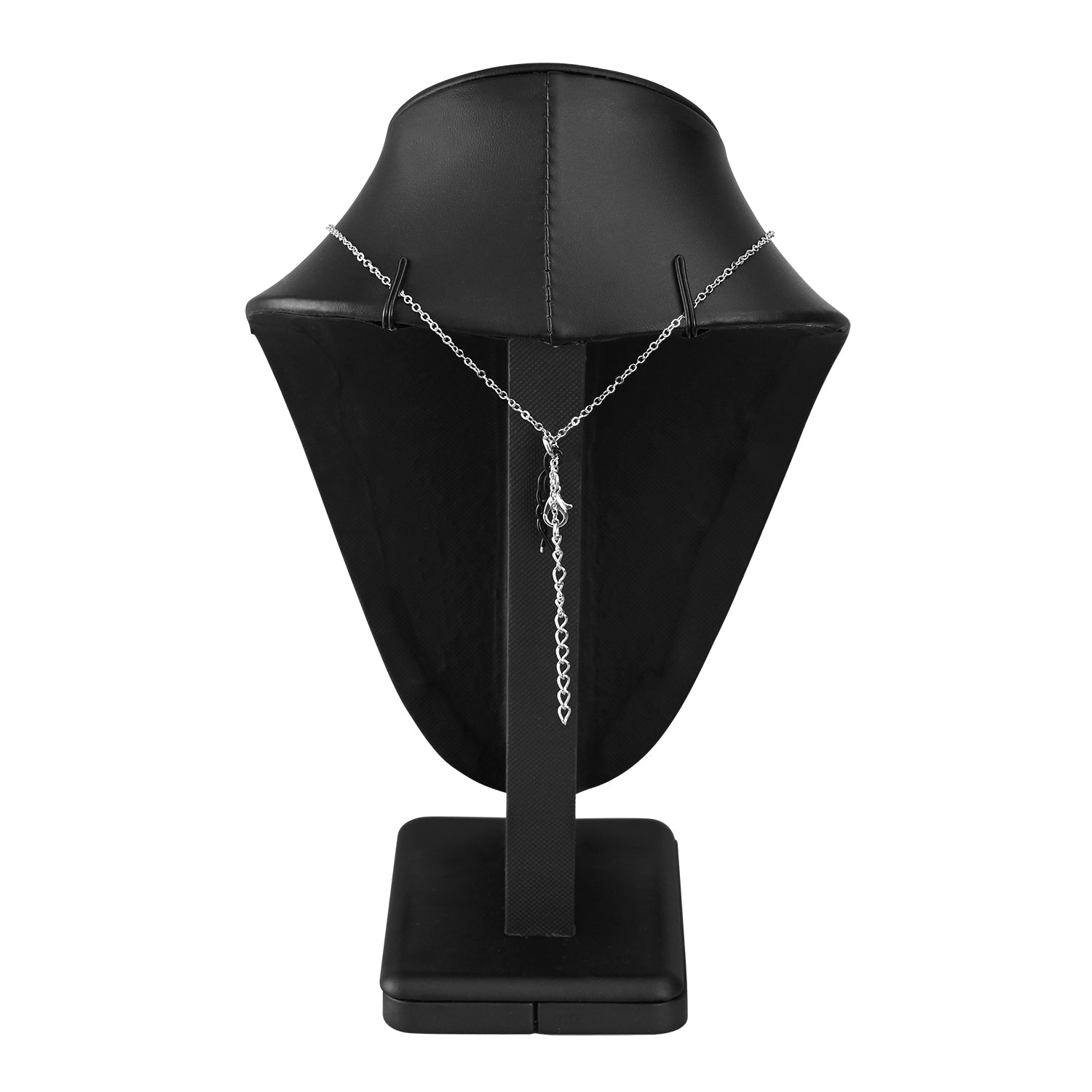 #189-7L-BK Deluxe Faux Leather Medium Necklace Display Chain Jewelry Display Holder, Jewelry Stand, Black Faux Leather