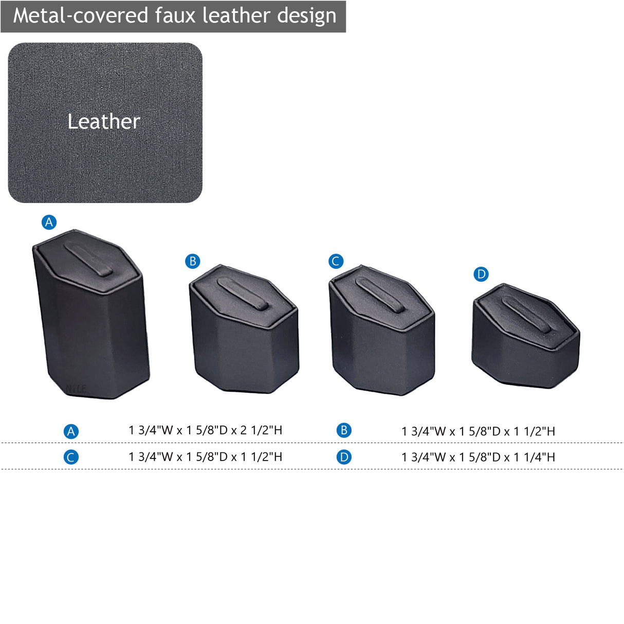 #201R (SG) Steel Grey Faux Leather Ring Pedestals Displays Set