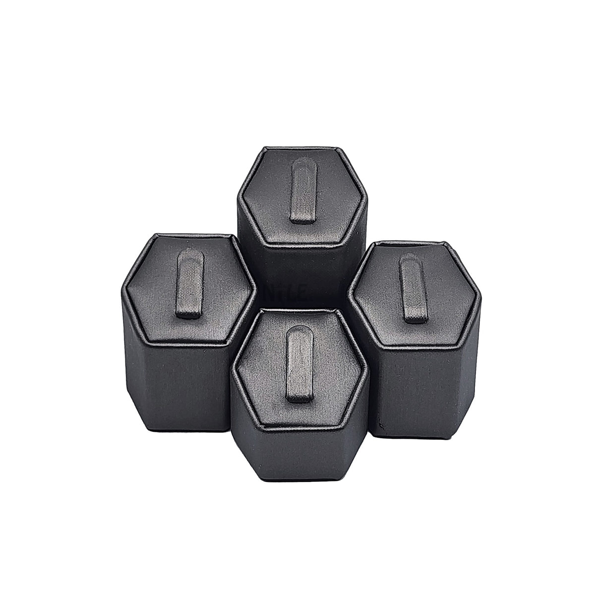 #201R (SG) Steel Grey Faux Leather Ring Pedestals Displays Set