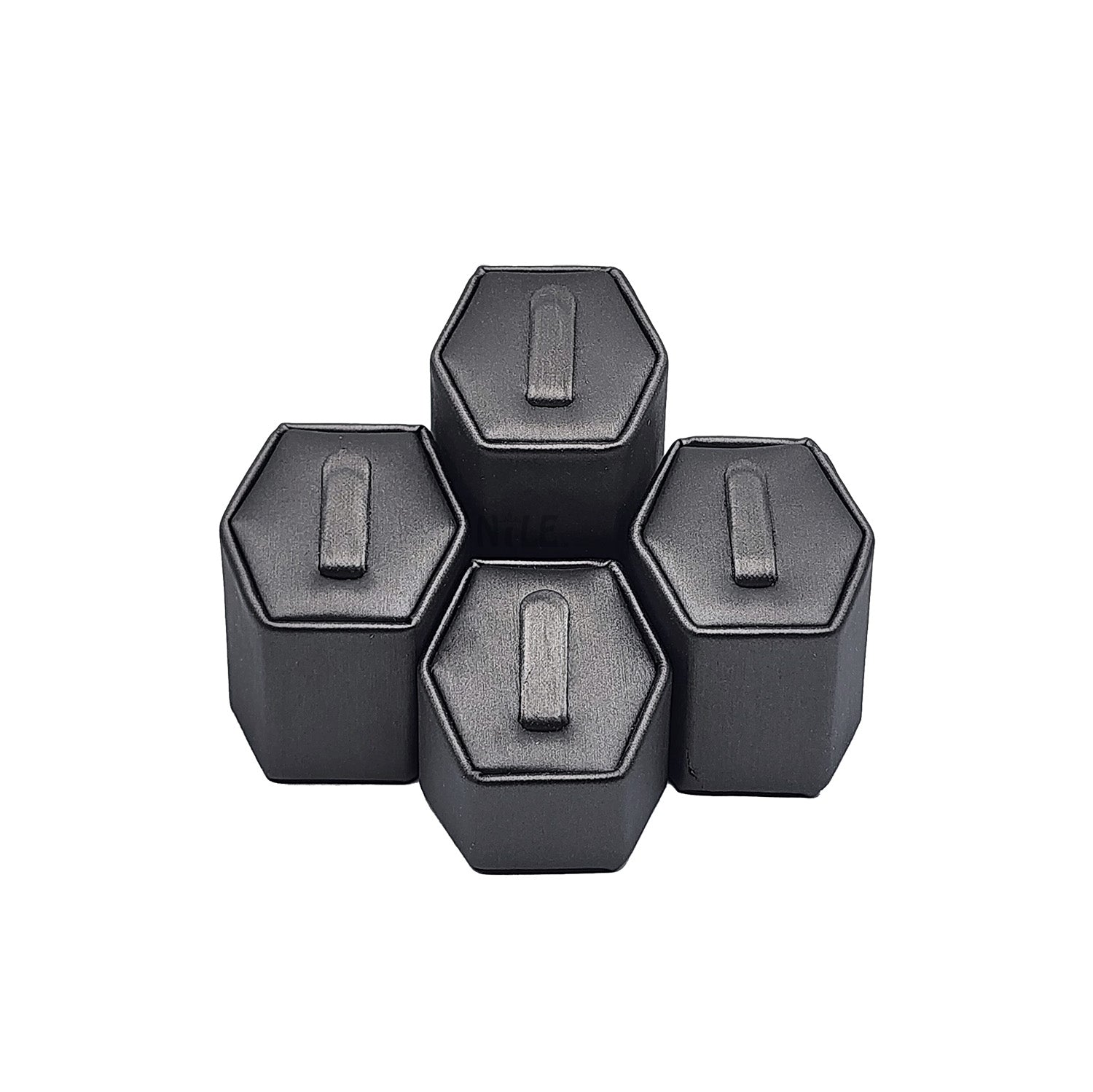 #201R (SG) Steel Grey Faux Leather Ring Pedestals Displays Set