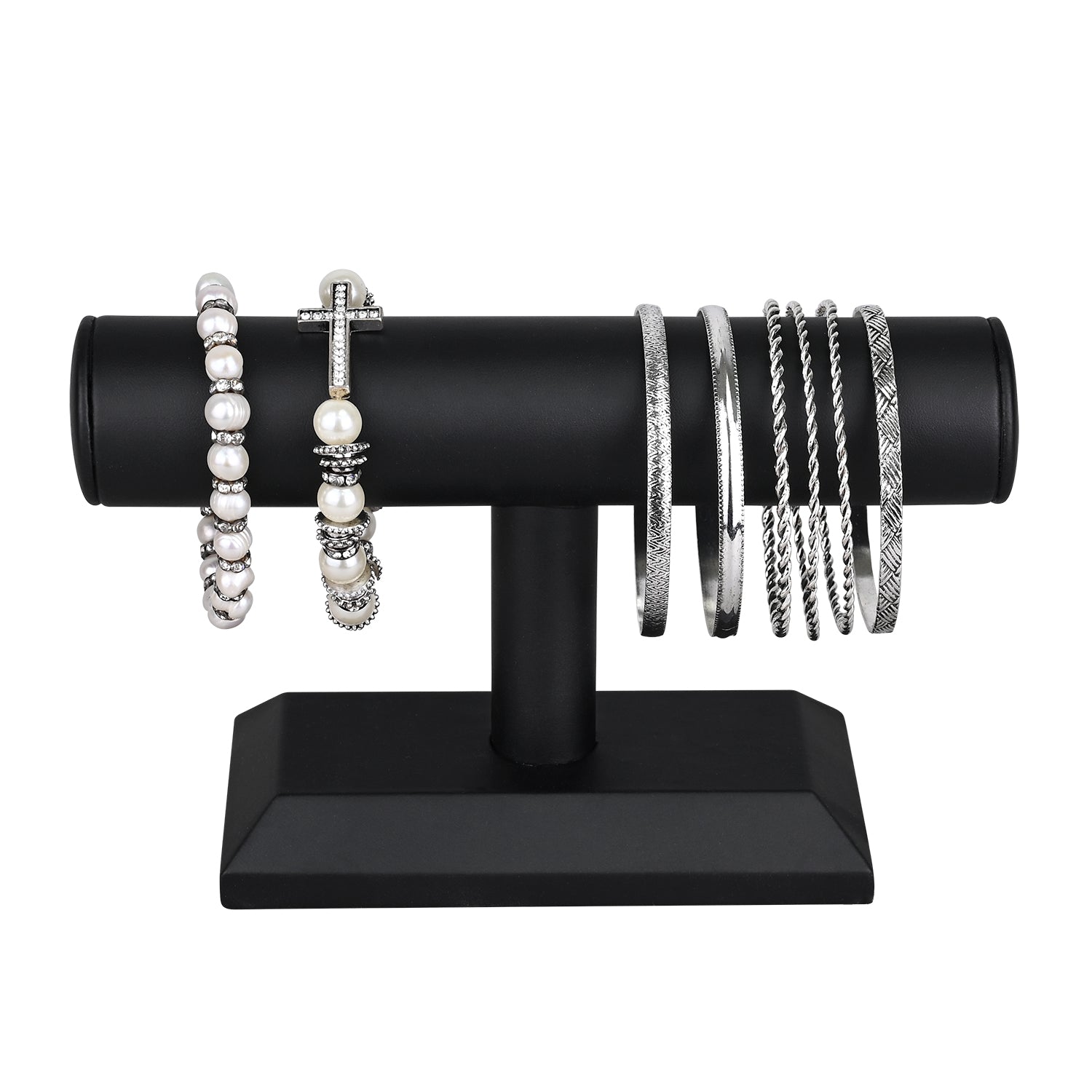 #219L-BK  Black Deluxe PU Faux Leather Jewelry Display Holder Organizer,Black