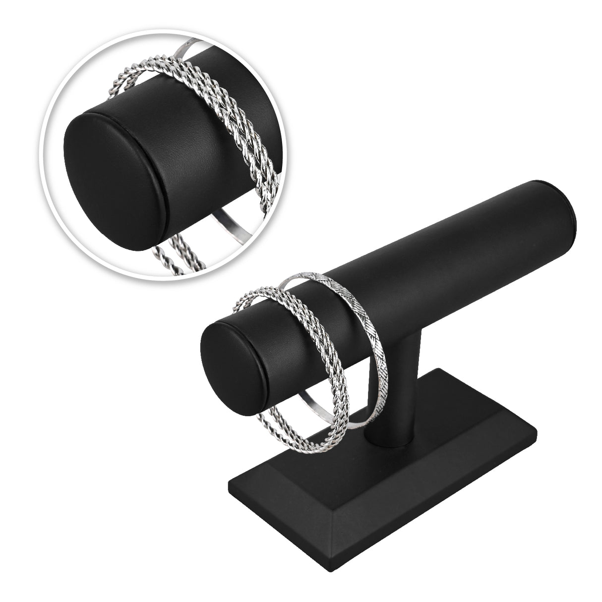 #219L-BK  Black Deluxe PU Faux Leather Jewelry Display Holder Organizer,Black