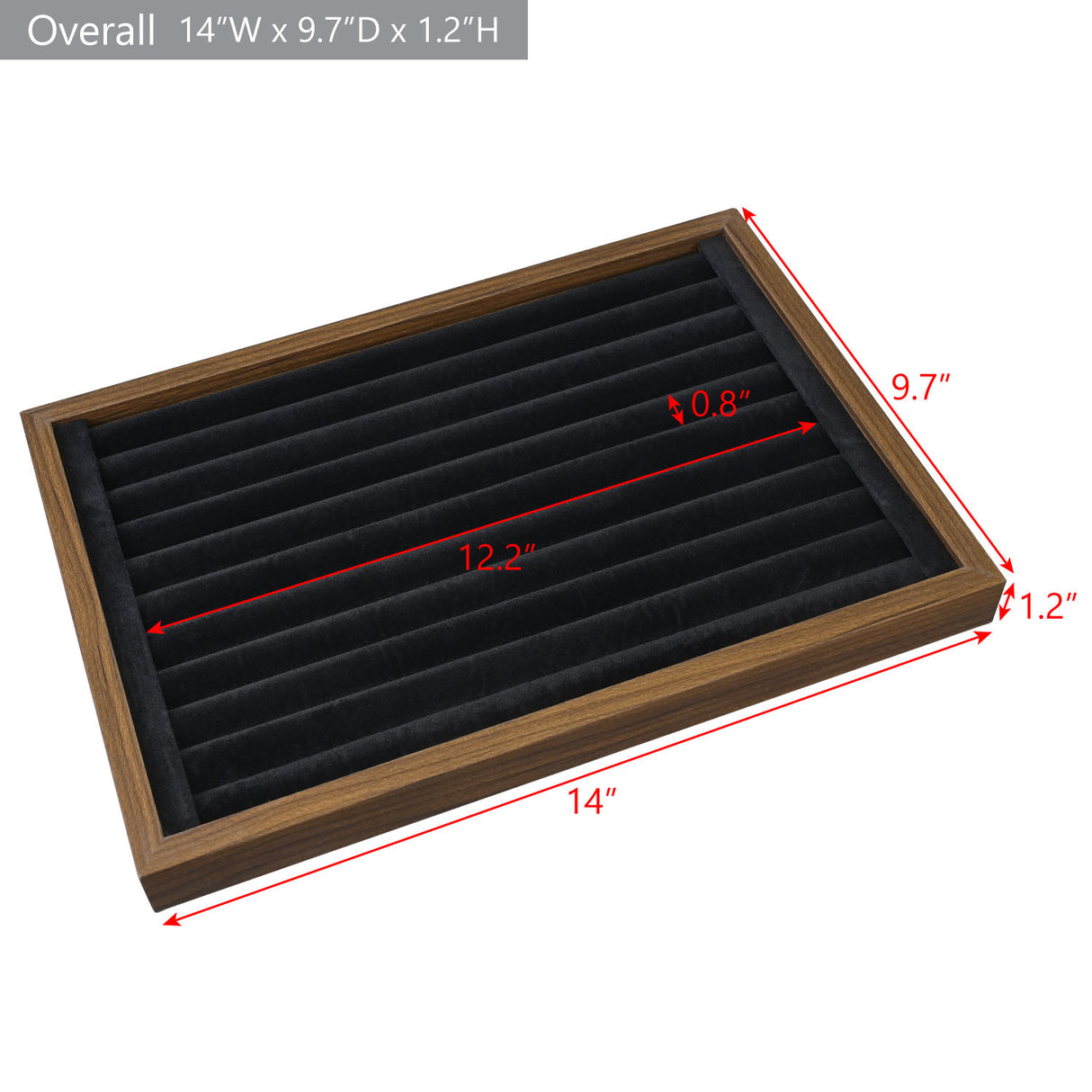 #BW222-1WUBKx2 2 Pcs Wooden Ring Display Tray Set with Black Suede Lining