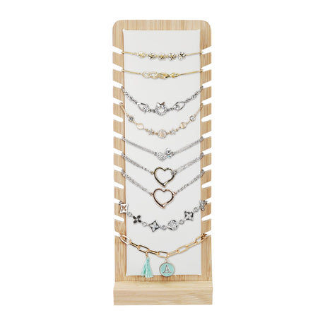 2Pcs Set Bamboo Freestanding Small Bracelet Necklace Display Stand