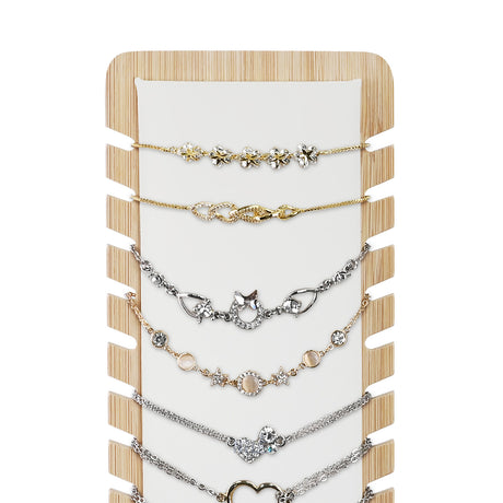 2Pcs Set Bamboo Freestanding Small Bracelet Necklace Display Stand
