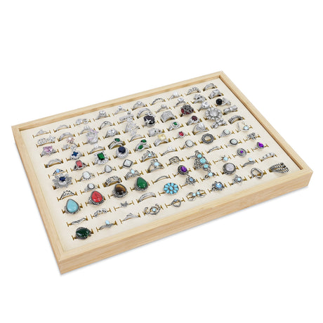 #BW92-100   Bamboo Ring Display Jewelry Tray