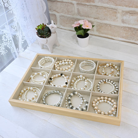 #BW96-12 Solid Bamboo Wood Jewelry Tray - Necklace Ring Tray Earrings