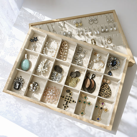 #BW96-18 Solid Bamboo Wood Jewelry Tray - Necklace Ring Tray Earrings