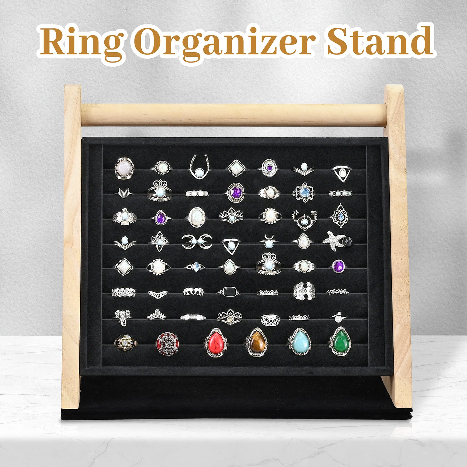 #BWTR222-1  Velvet-Decorated Jewelry Ring Display Rack – Perfect for Protecting and Displaying Jewelry