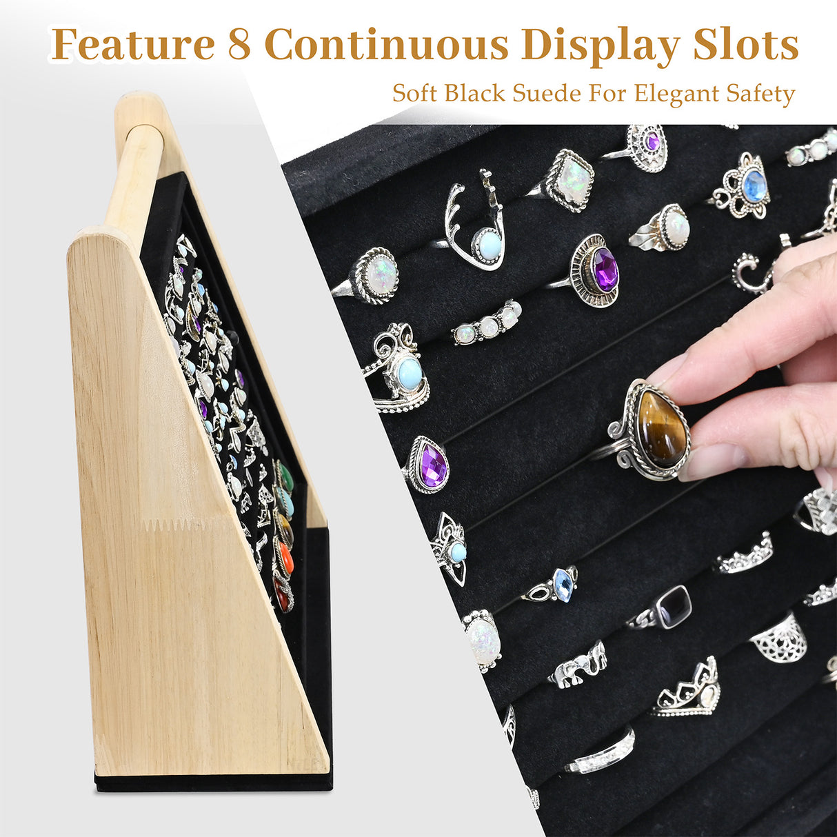 #BWTR222-1  Velvet-Decorated Jewelry Ring Display Rack – Perfect for Protecting and Displaying Jewelry