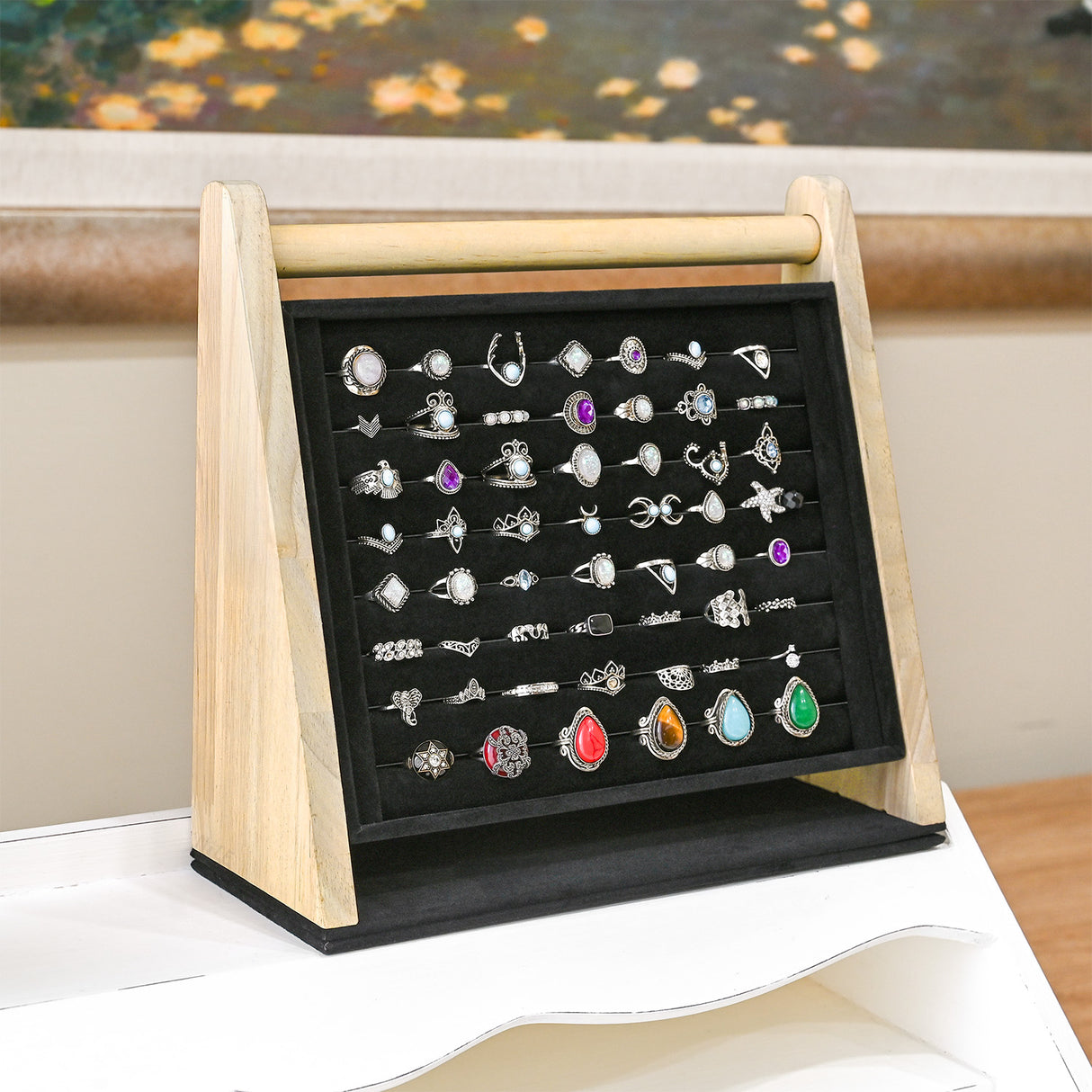 #BWTR222-1 Velvet-Decorated Jewelry Ring Display Rack – Perfect for Protecting and Displaying Jewelry