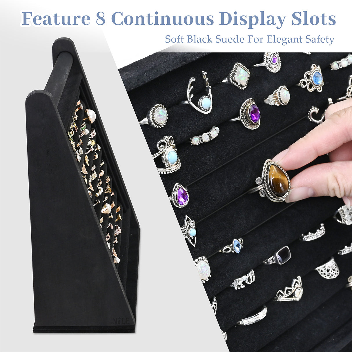 #BWTR222-1 Velvet-Decorated Jewelry Ring Display Rack – Perfect for Protecting and Displaying Jewelry