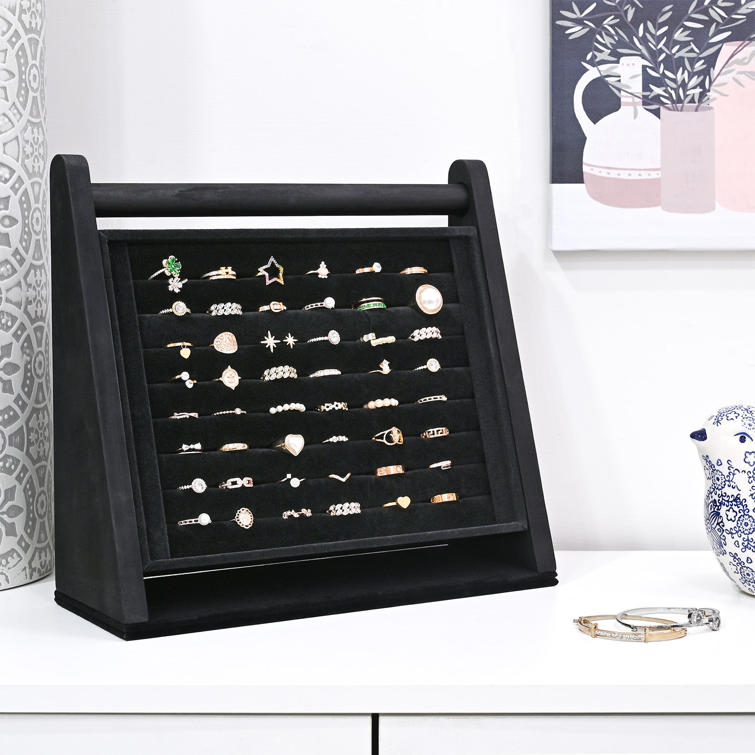 #BWTR222-1  Velvet-Decorated Jewelry Ring Display Rack – Perfect for Protecting and Displaying Jewelry