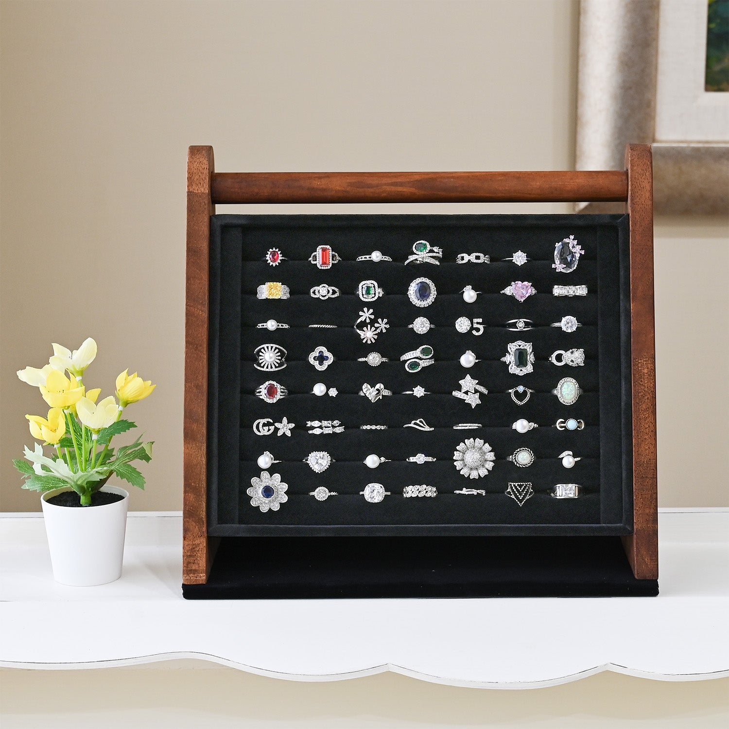 #BWTR222-1  Velvet-Decorated Jewelry Ring Display Rack – Perfect for Protecting and Displaying Jewelry