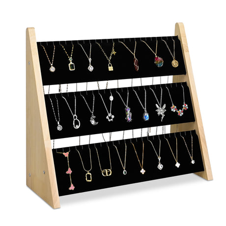 #BWTR92-E3  3-Tier Necklace Holder Stand With Velvet, Jewelry Necklace