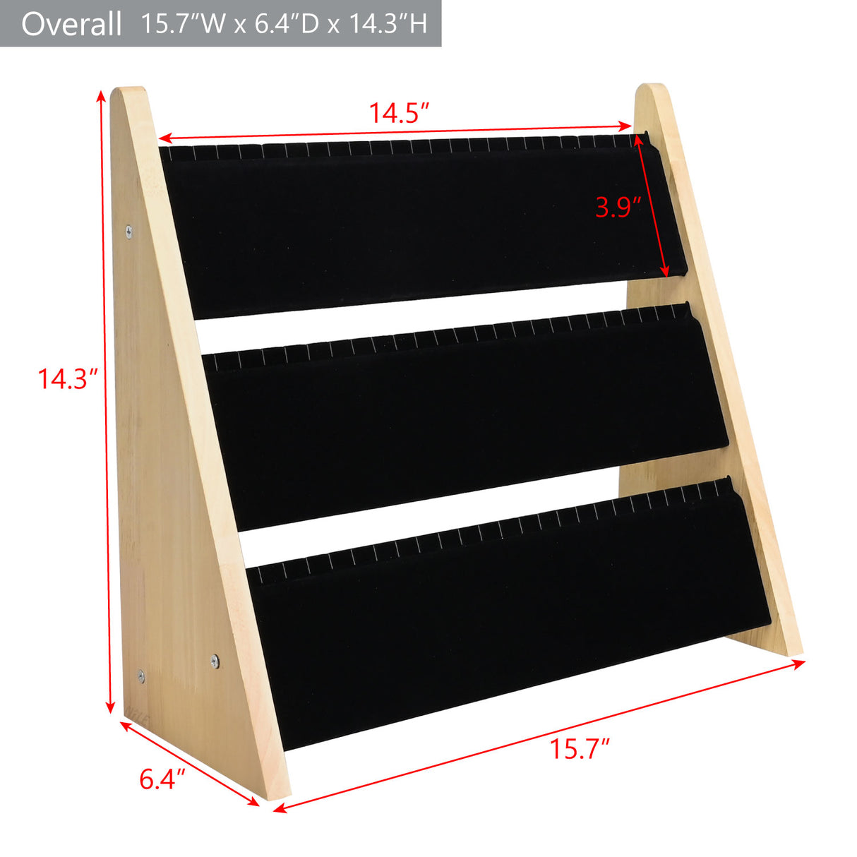 #BWTR92-E3 3-Tier Necklace Holder Stand With Velvet, Jewelry Necklace