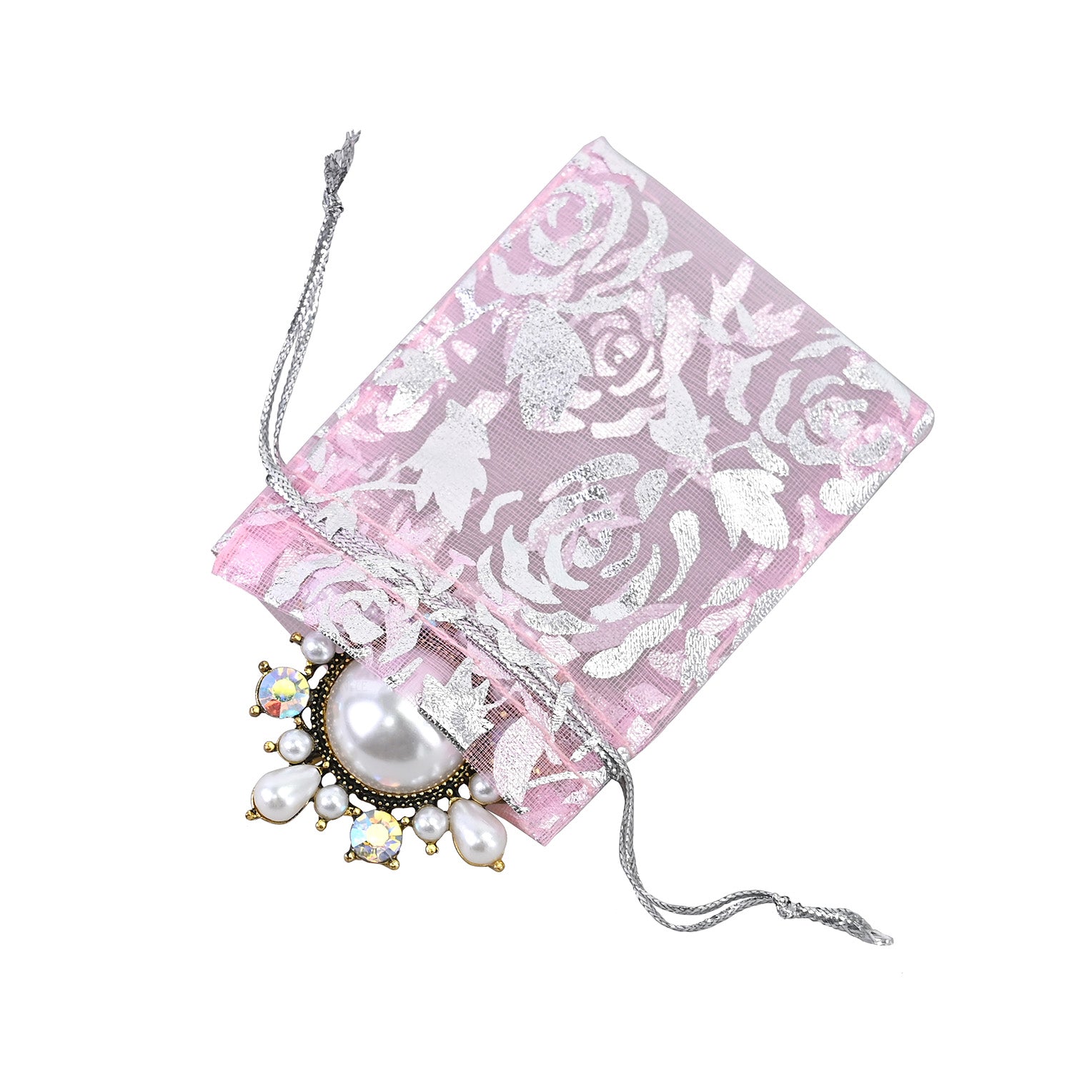 #BX2291  Stars Rose Leave Drawstring Organza Bags Jewelry Pouches