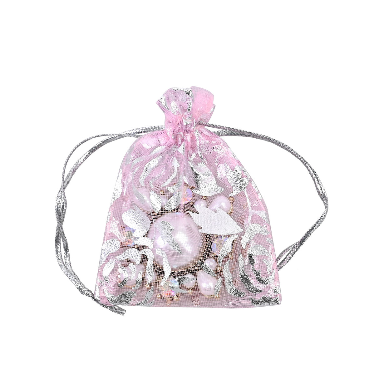 #BX2291  Stars Rose Leave Drawstring Organza Bags Jewelry Pouches