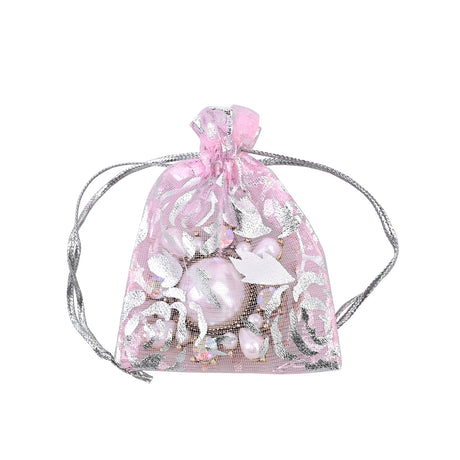 #BX2291  Stars Rose Leave Drawstring Organza Bags Jewelry Pouches