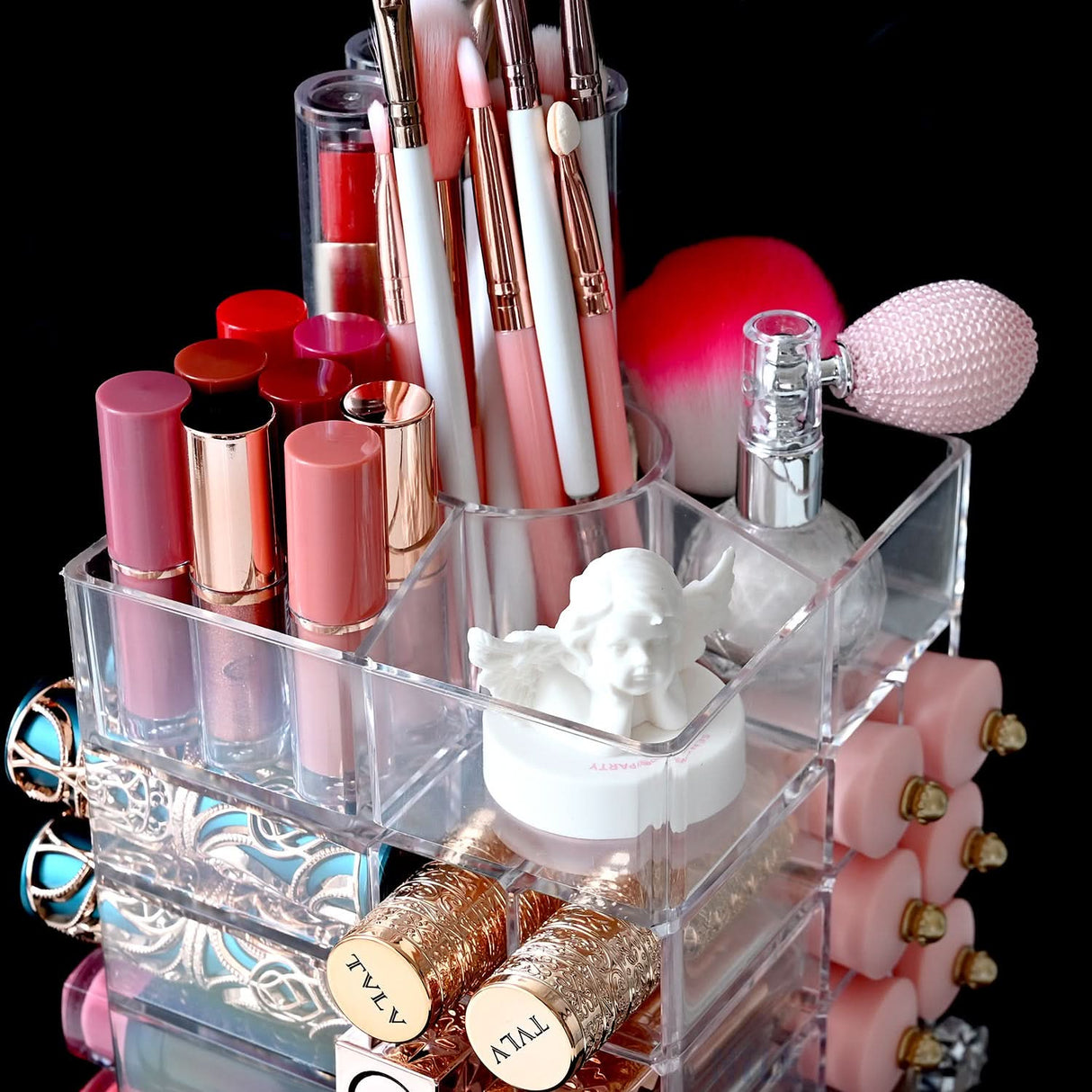 #COM048 Acrylic Rotating Lipstick Gloss Make Up Organizer with 53 Slots