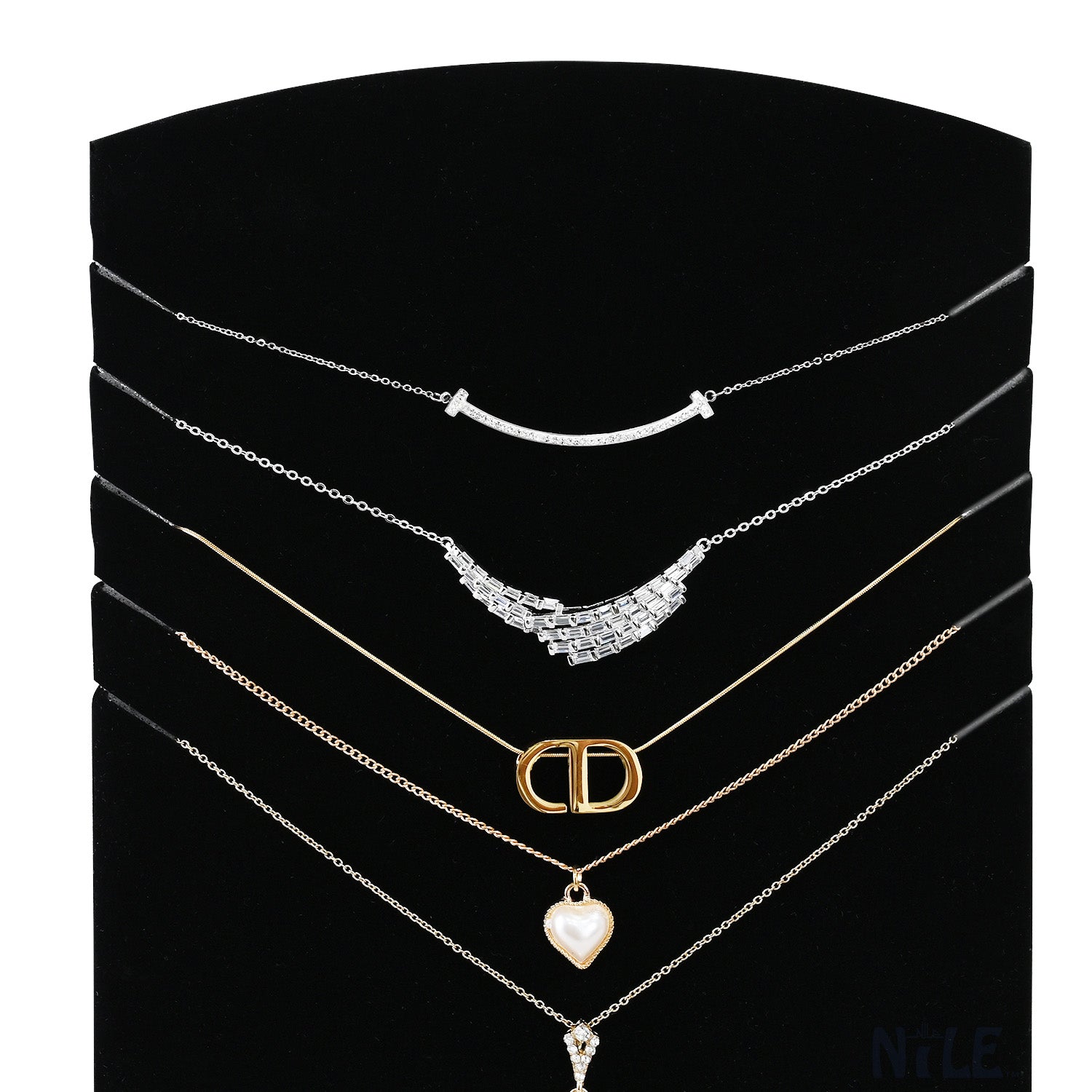 #DPJ7608BK  Bracelet Necklace and Chain Display Pad with Easel