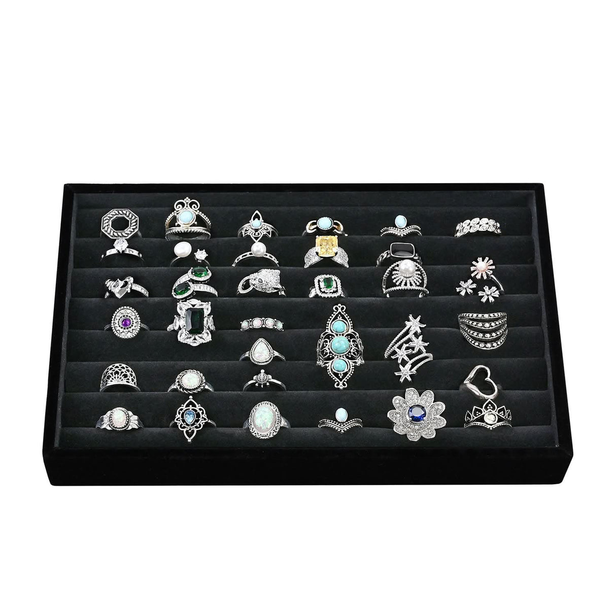 #DPR881BK Black Velvet Ring Tray Display