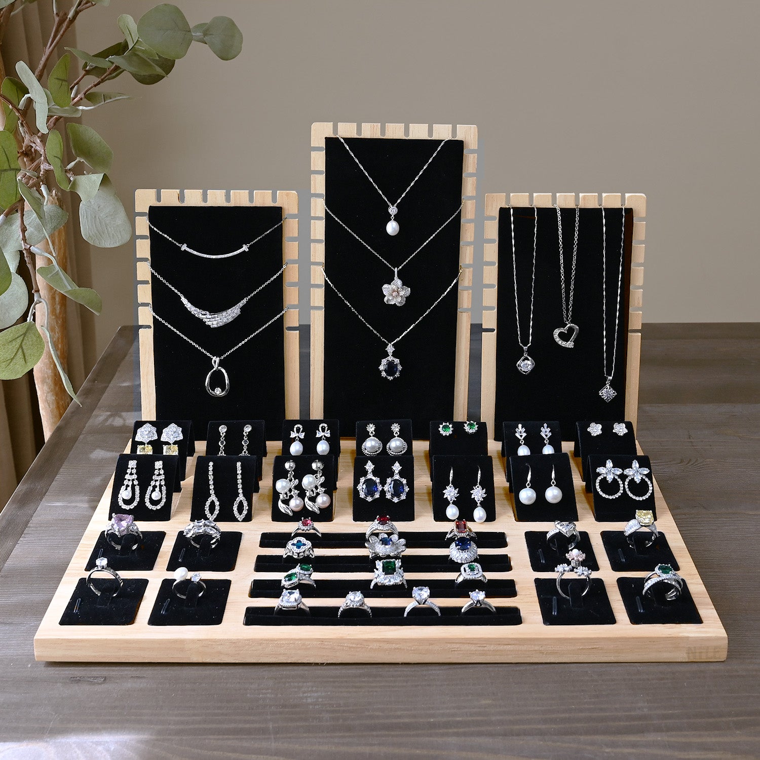 #DPS6700BK  Wood Jewelry Display Set