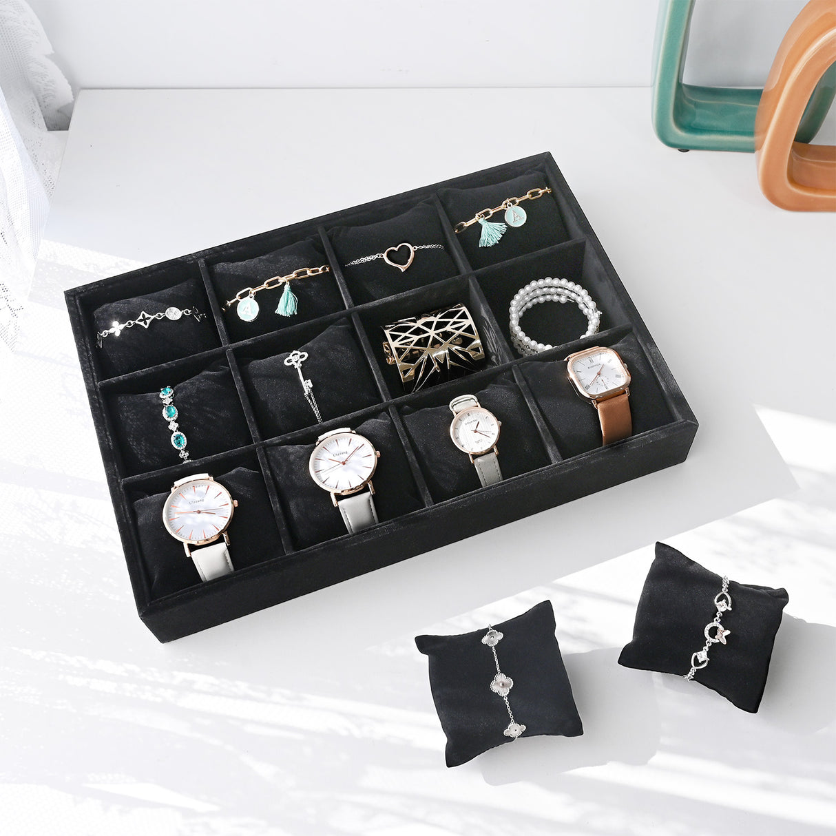 #DPW4512BK Watch Storage Box, Watch Display Tray, Bangle Display Tray