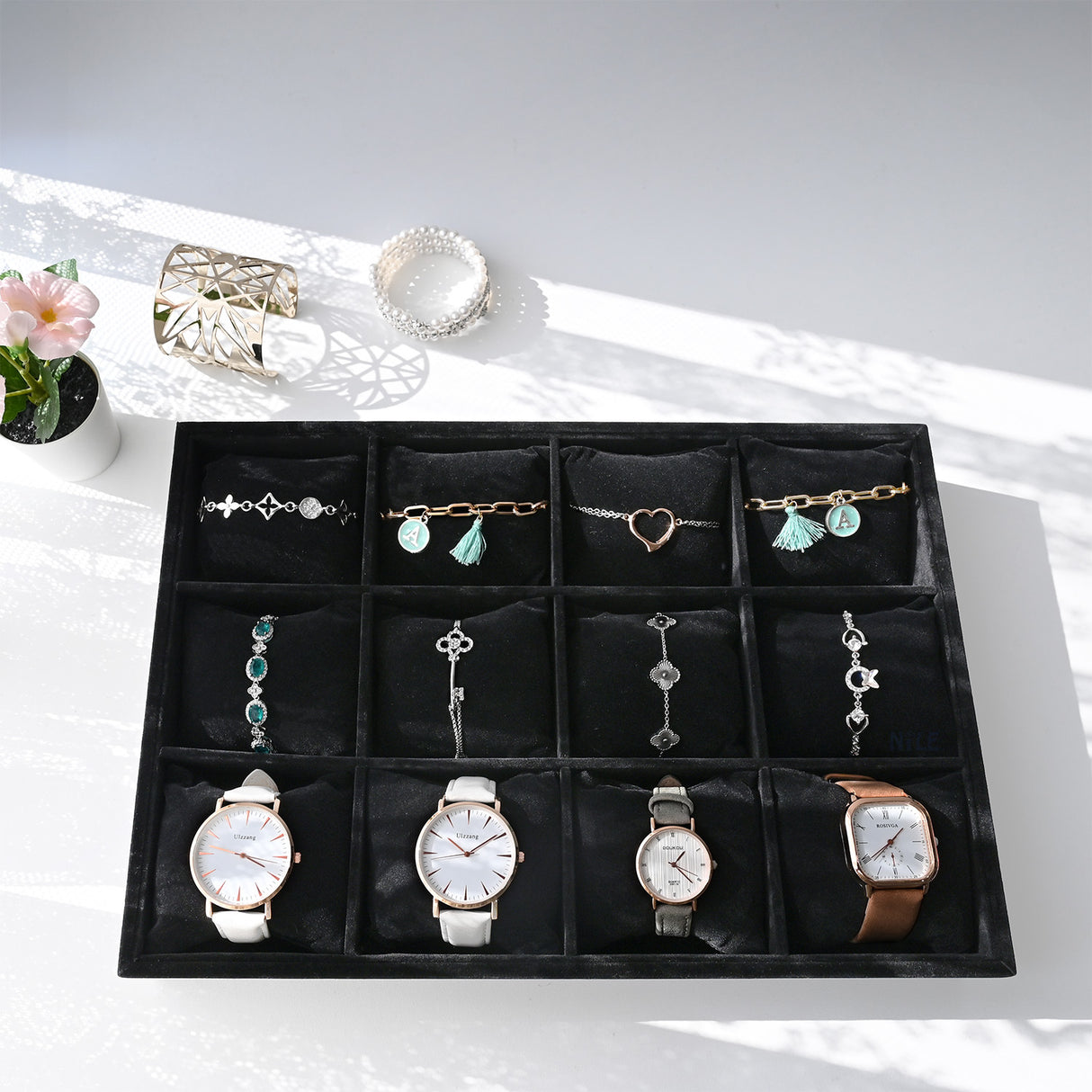 #DPW4512BK Watch Storage Box, Watch Display Tray, Bangle Display Tray