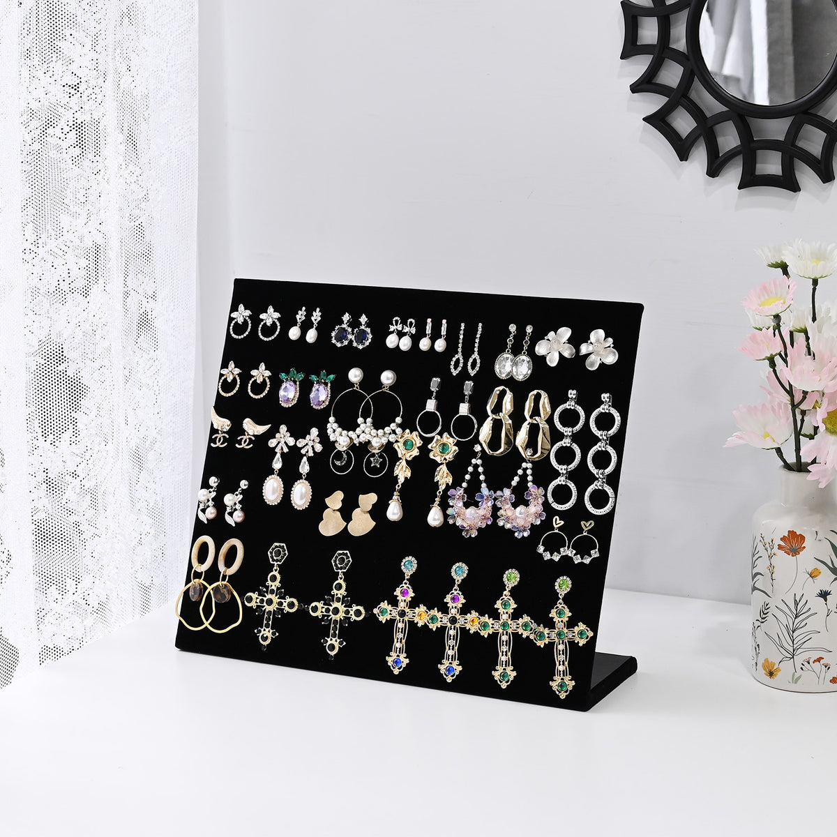 #DTP6120BKx2 2 pcs Jewelry Earring Display Pad with Easel