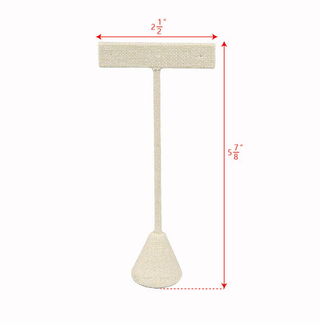 #ED-2402N-LE Medium Metal  T Shape Earring Stand Burlap Linen