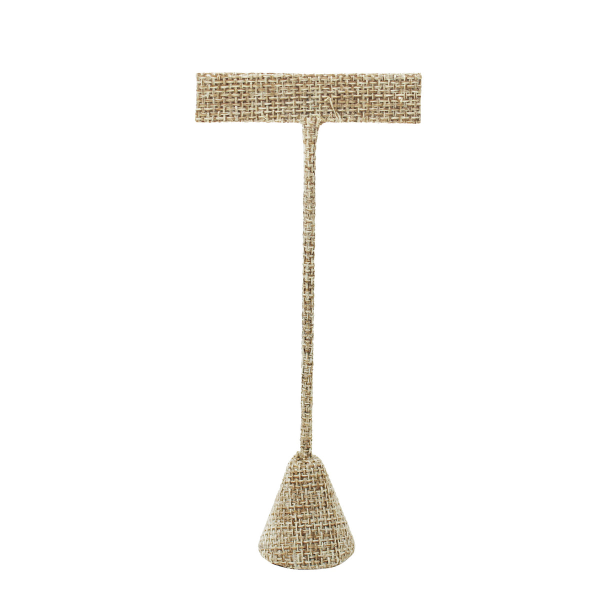 Medium "T" Shape Earring Stand Burlap Linen-Nile Corp