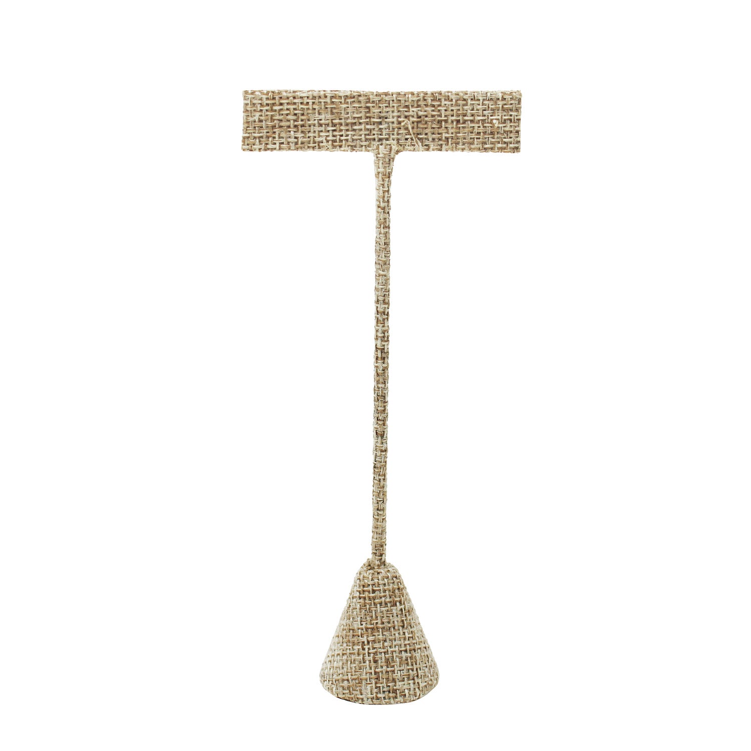 Medium "T" Shape Earring Stand Burlap Linen-Nile Corp