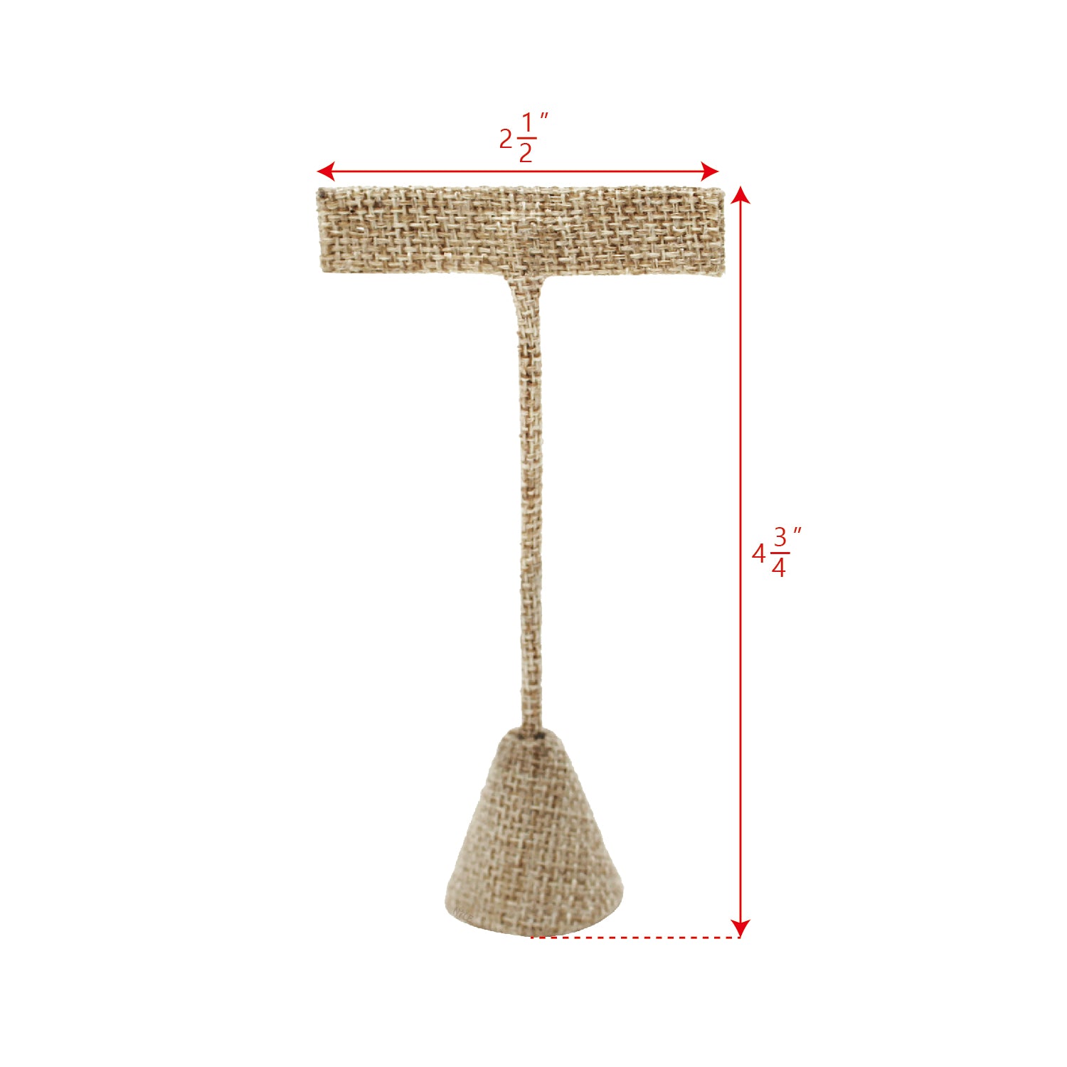 Small "T" Shape Earring Stand Burlap Linen -Nile Corp