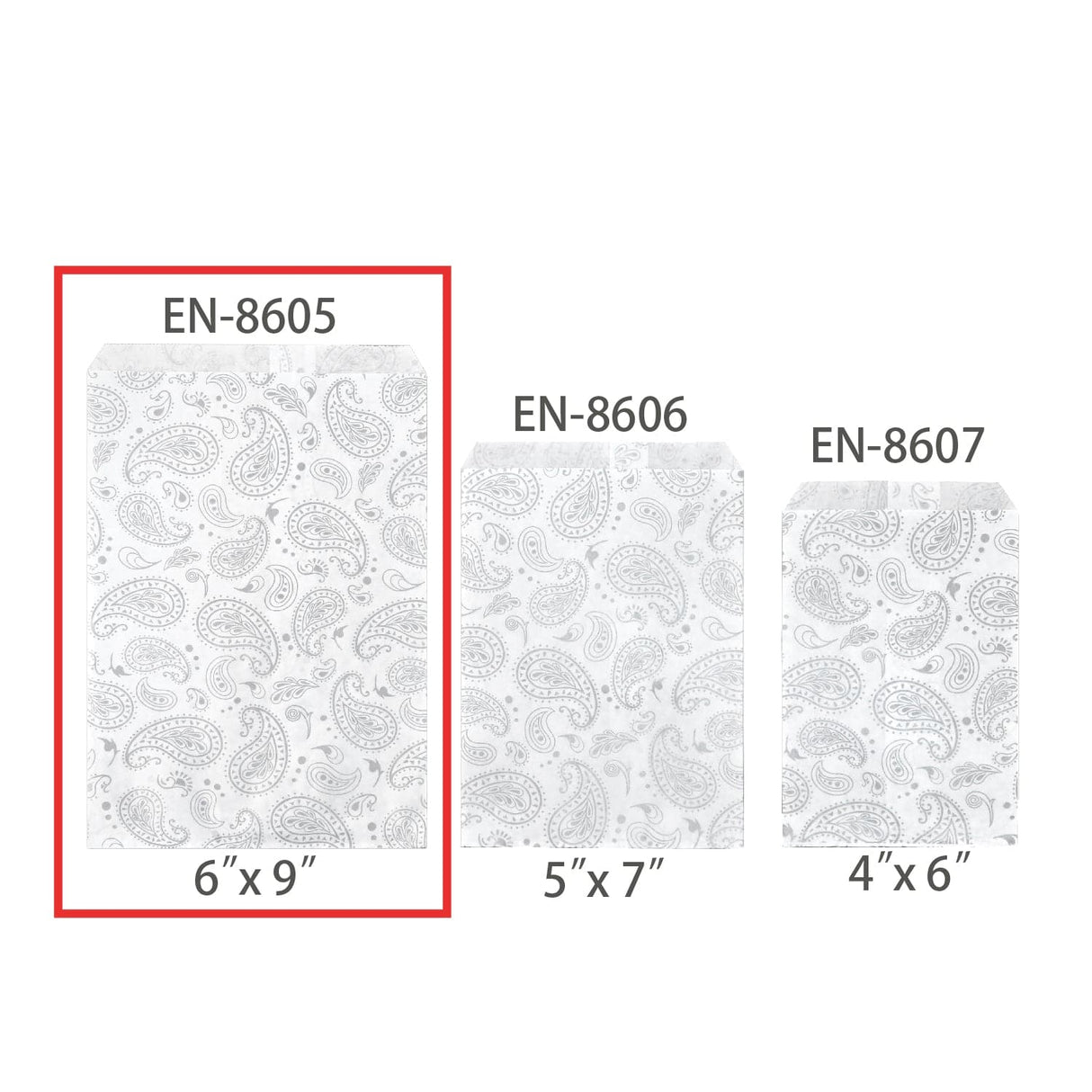 #EN-8605-SW Silver Paisley Gift Bags