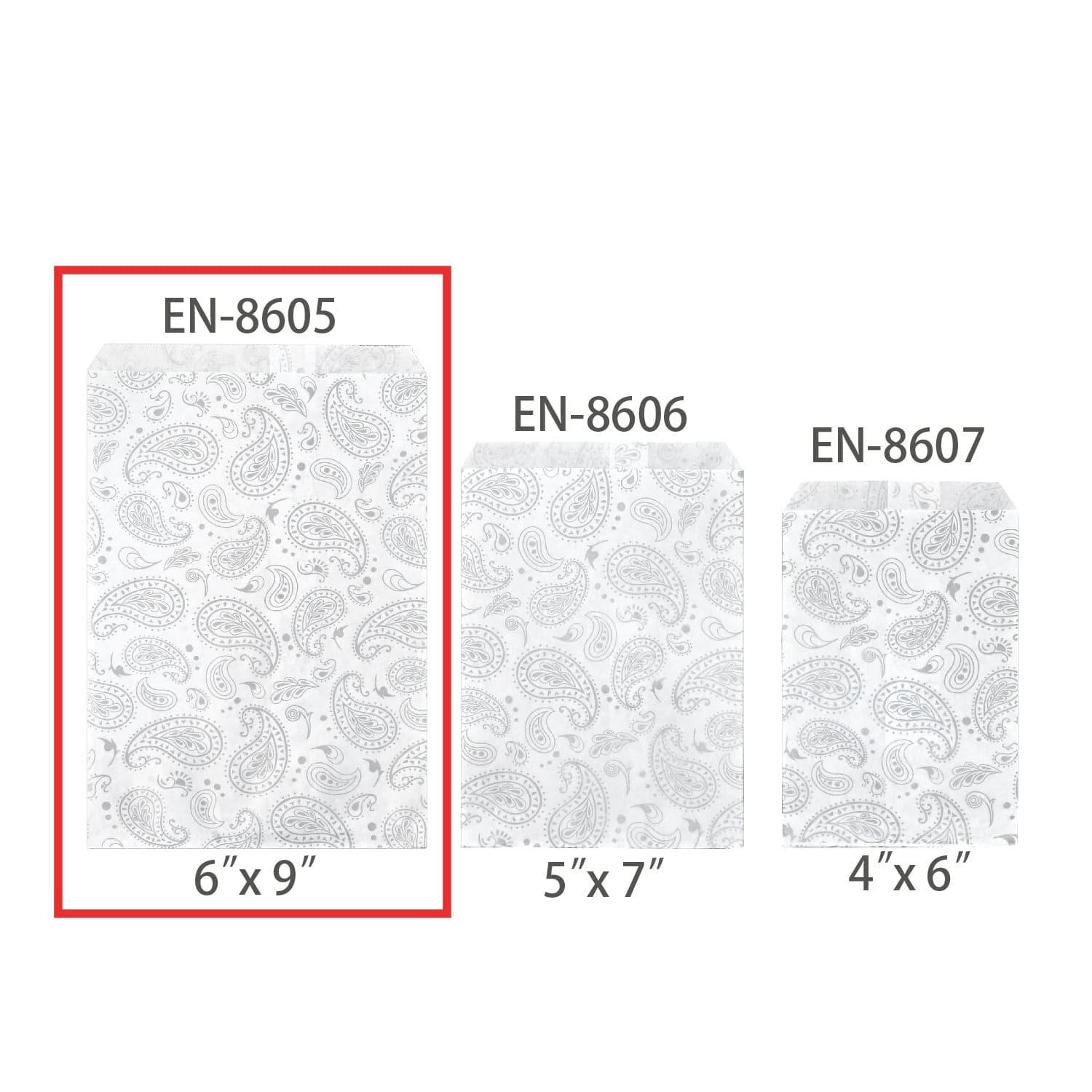 #EN-8605-SW Silver Paisley Gift Bags