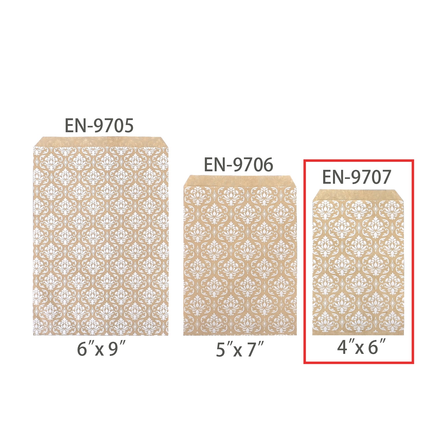 White Damask Kraft Gift Bags