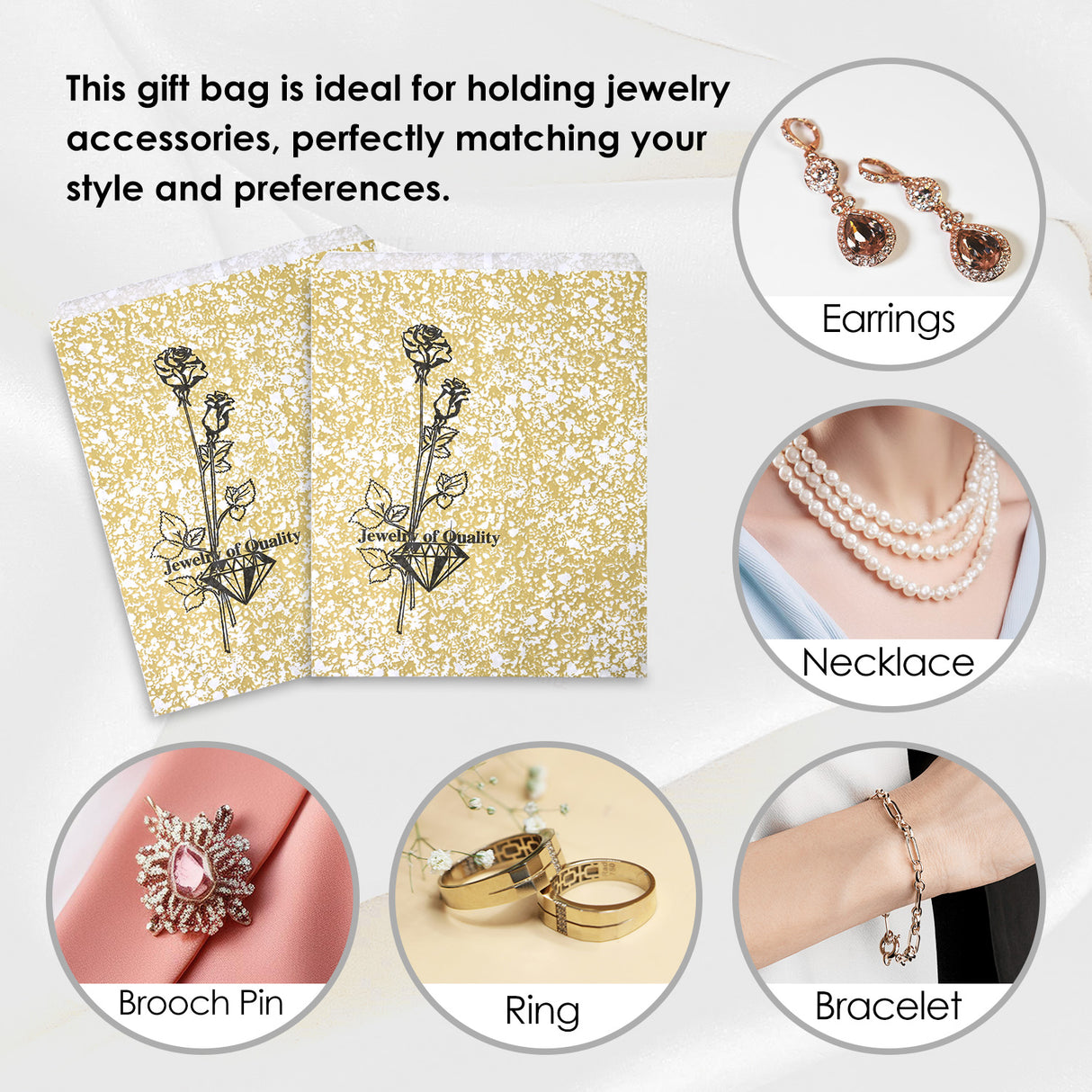 #EN114 Gold Tone Printed Paper Gift Bags-Nile Corp