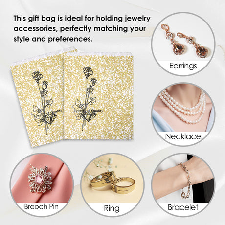 #EN114 Gold Tone Printed Paper Gift Bags-Nile Corp