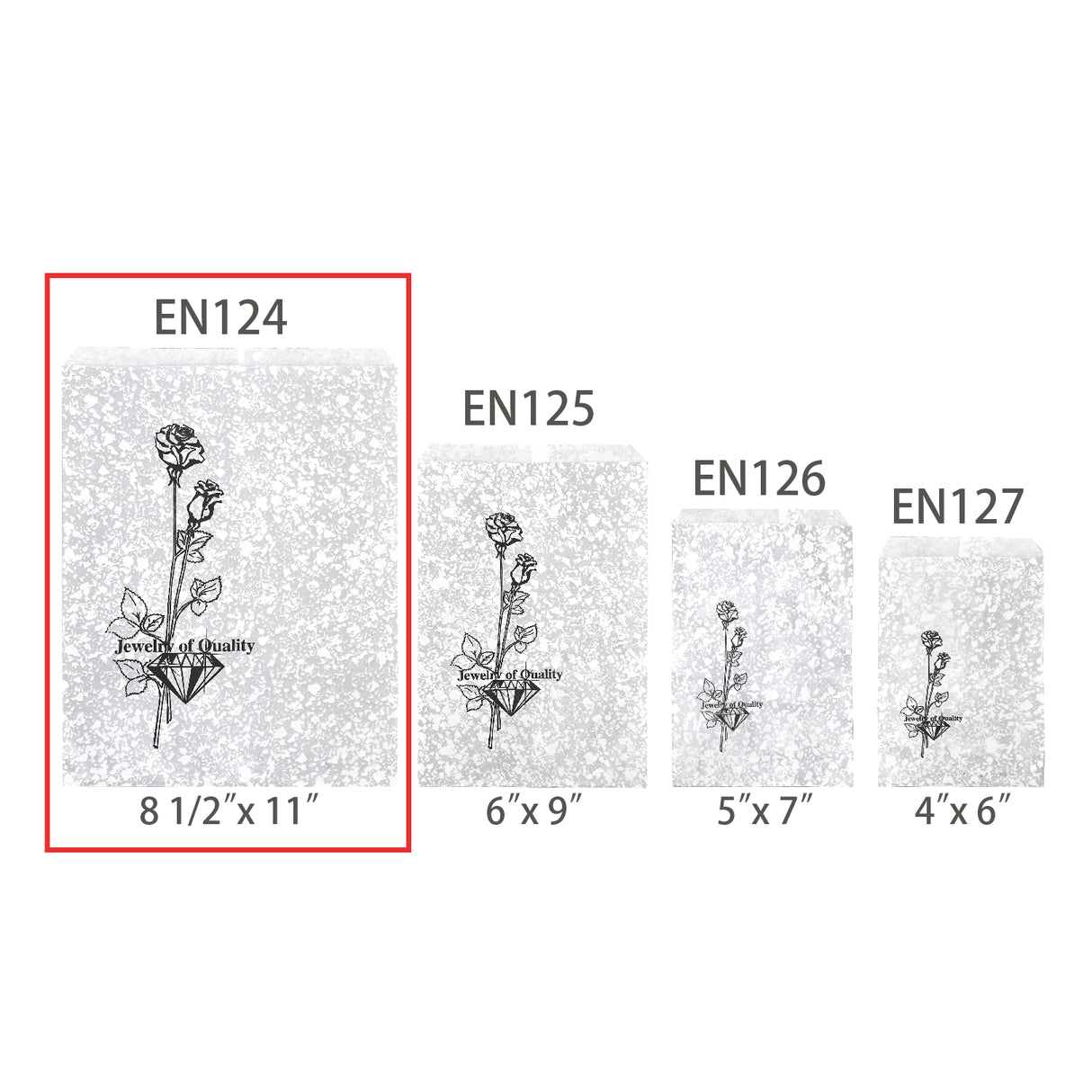 #EN124 Silver Tone Printed Paper Gift Bags -Nile Corp