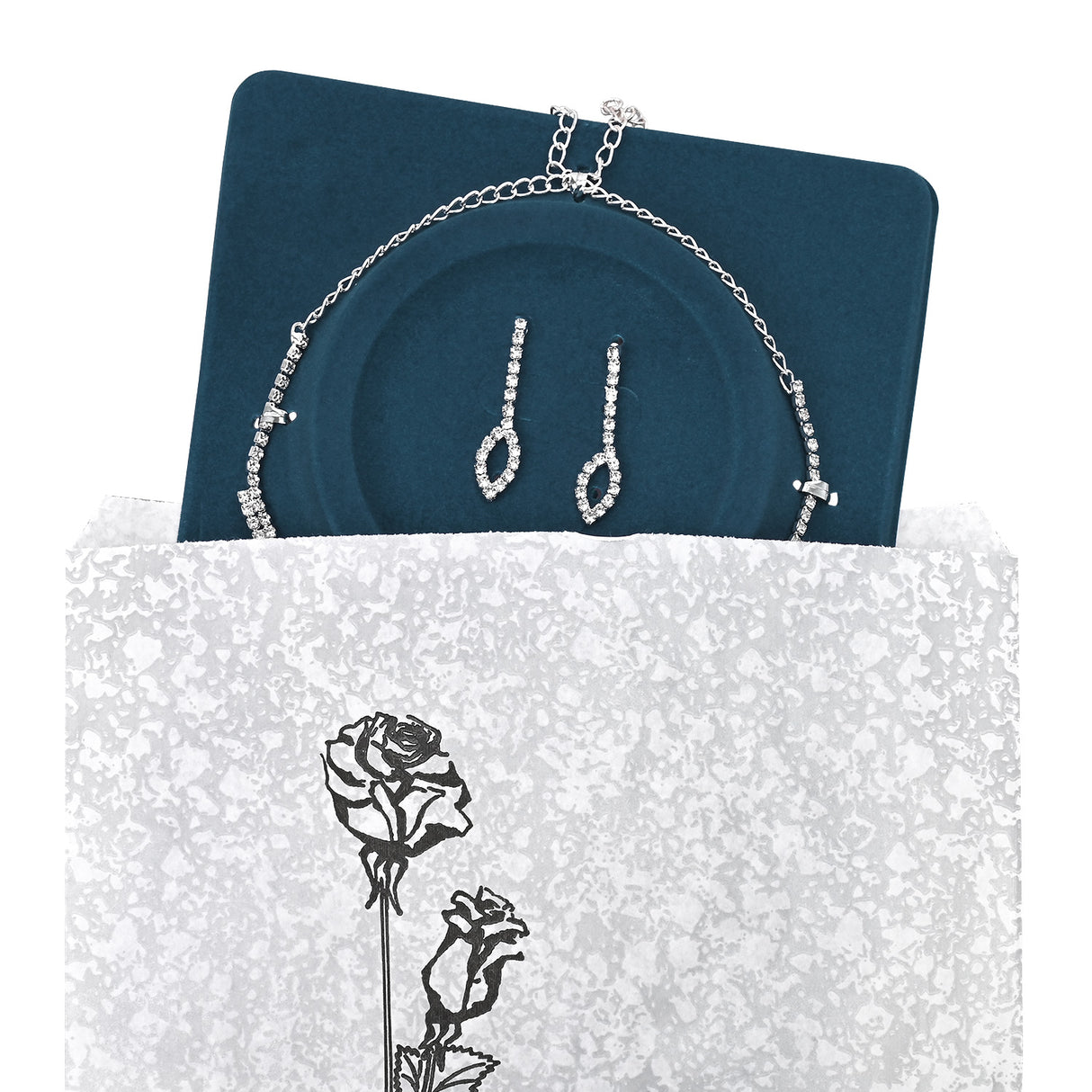 #EN124 Silver Tone Printed Paper Gift Bags -Nile Corp