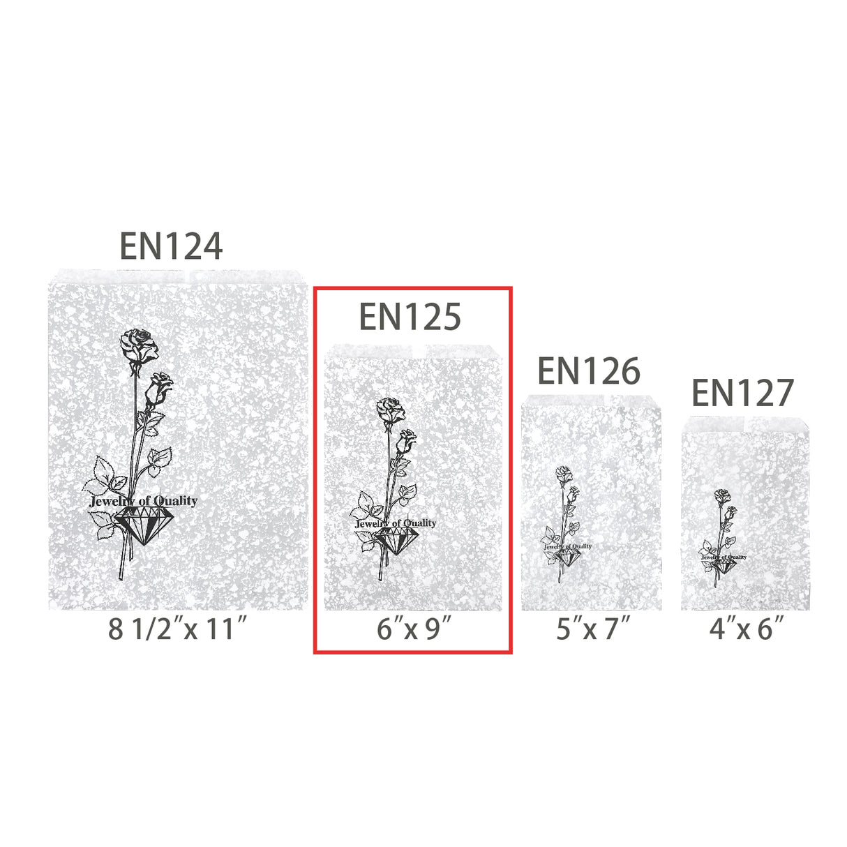 #EN125 Silver Tone Printed Paper Gift Bags-Nile Corp