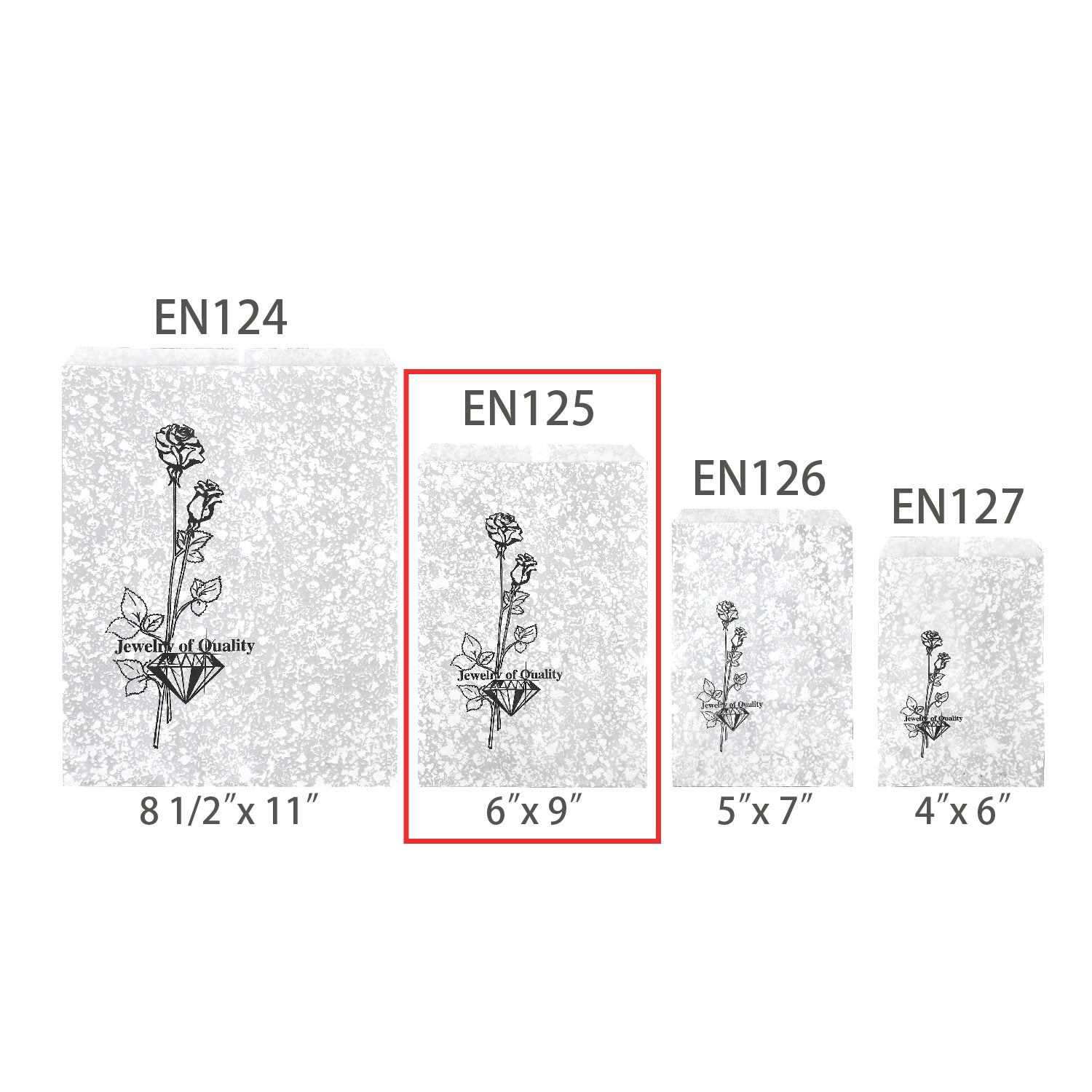 #EN125 Silver Tone Printed Paper Gift Bags-Nile Corp