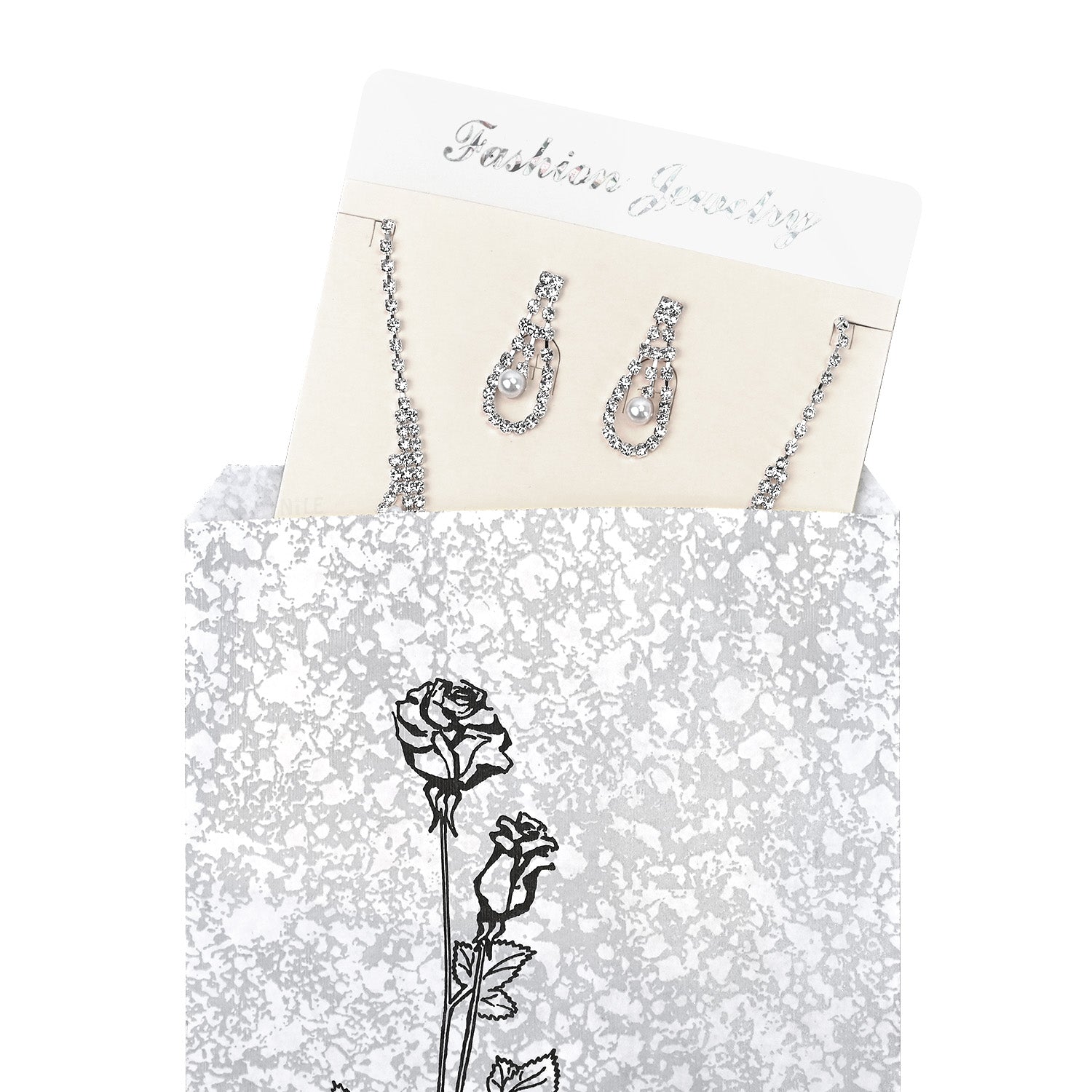 #EN125 Silver Tone Printed Paper Gift Bags-Nile Corp