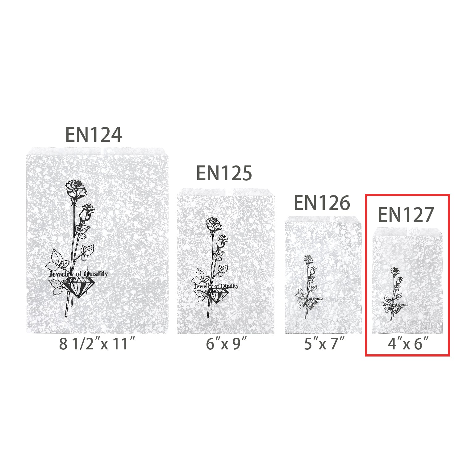 #EN127 Silver Tone Printed Paper Gift Bags-Nile Corp