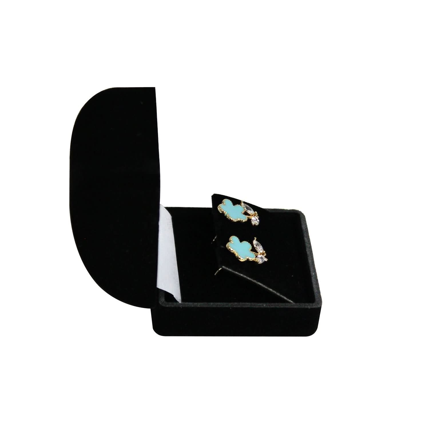 #FQ2E Small Square Flocked Flocked Soft Earring Square Box